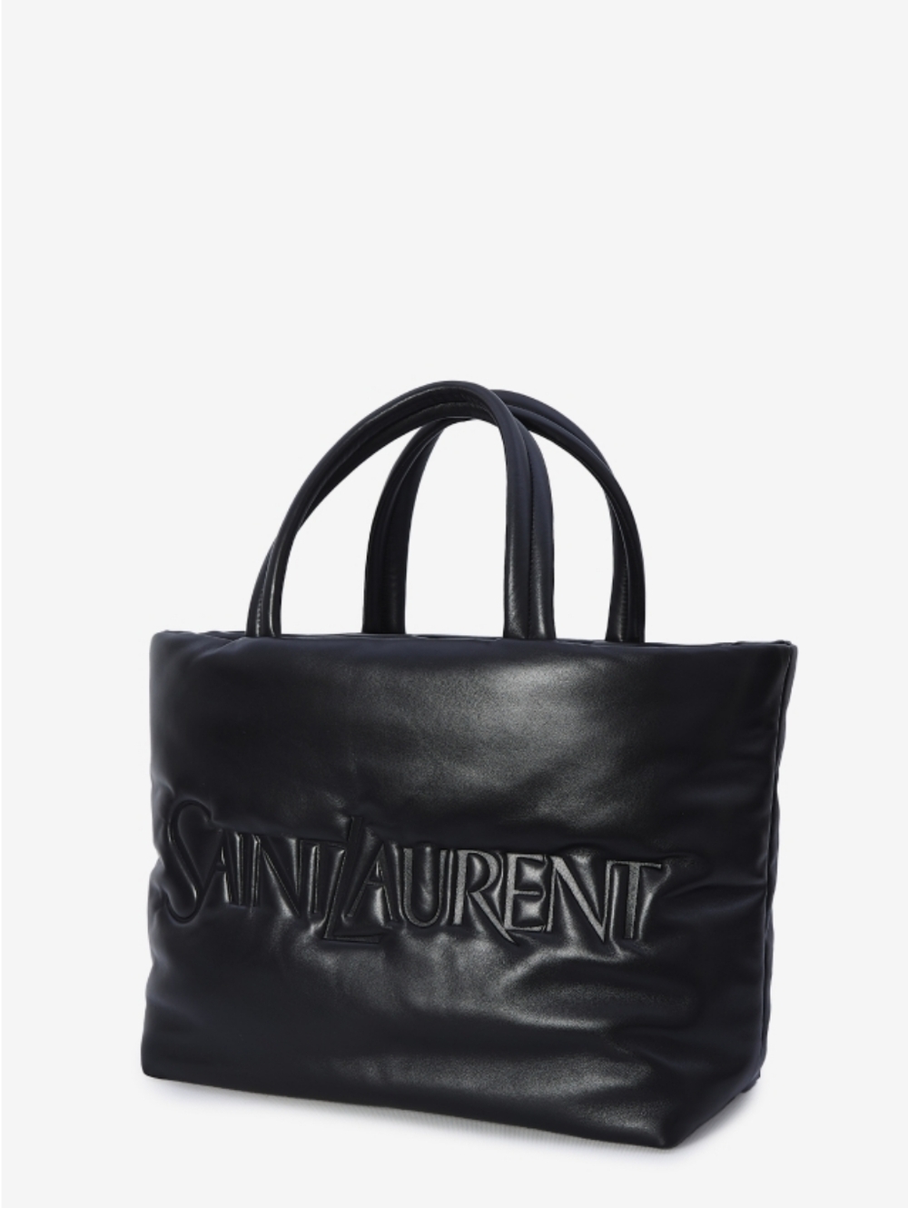 MSRP $4,200 New! Saint Laurent Wide Puffer Tote Black Lambskin Leather YSL Nappa - Picture 7 of 16